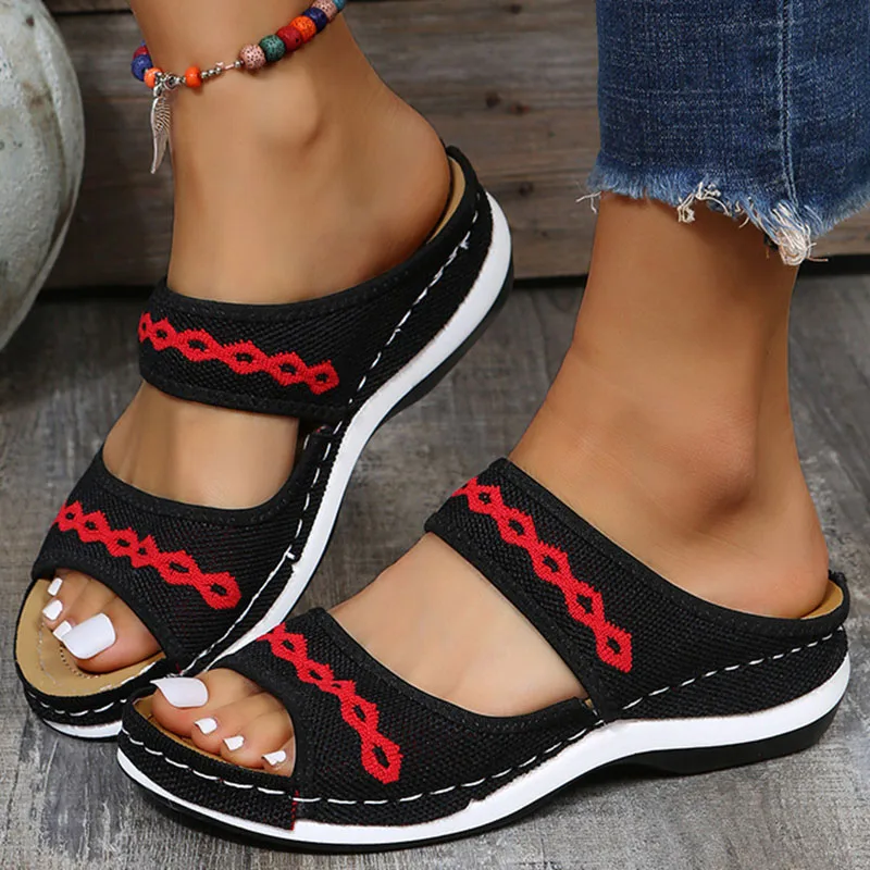 Women Sandals Breathable Mesh Summer Shoes For Women Low Heels Sandalias Mujer Beach Slippers Sandals Summer Footwear Female