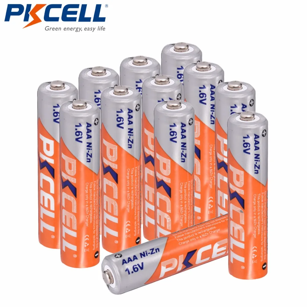 

12Pcs/PKCELL Ni-Zn AAA Battery 900mWh 1.6V NIZN AAA Rechargeable Battery Batteries For Toys Camera Headlamp