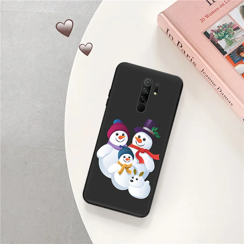Фото Чехол для телефона Redmi A2 A1 K60 K50 K40 9T 9C 9A Note 9 9S 8T 8 7 Xiaomi CC9Pro Снеговик Рождественская елка мягкий черный противоударный чехол №2