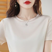 summer dress 2022 new all match solid color round neck with korean version short sleeved t shirt womens top ins tide
