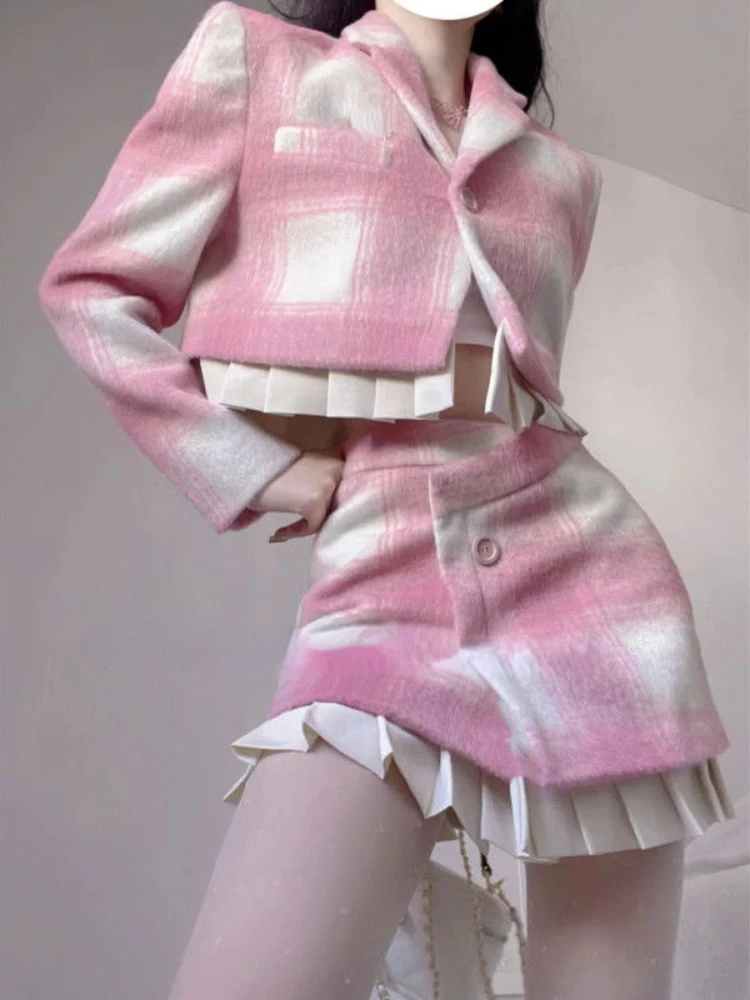 

Женский офисный костюм из двух предметов, милая Повседневная Блузка с длинным рукавом и облегающая мини-юбка в строгом стиле Y2k и Женская вечерняя юбка в Корейском стиле, осень 2023