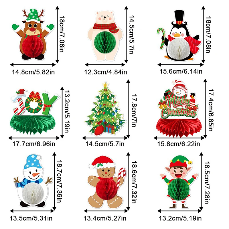 9 шт. украшения для рождественской вечеринки сотовые центральные элементы столов