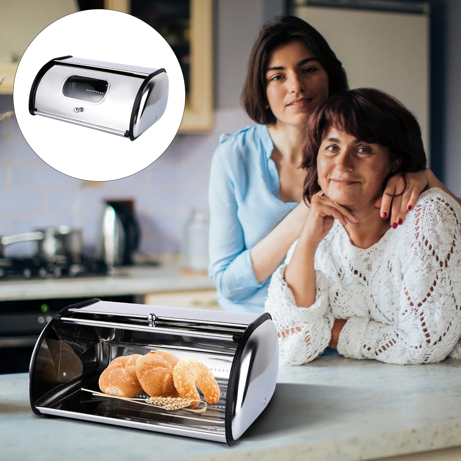 

Bread Box Storage Steel Bin Stainless Holder Kitchencase Container Rollcountertop Metallarge Farmhouse Dispenser Chapati Vintage