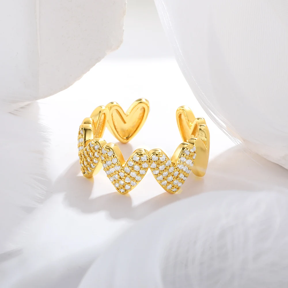 

Love Surround Gold Color Men's Rings For Women Inlaid Zircon Opening Adjustable Romantic Couple Proposal Banquet Jewelry Sets