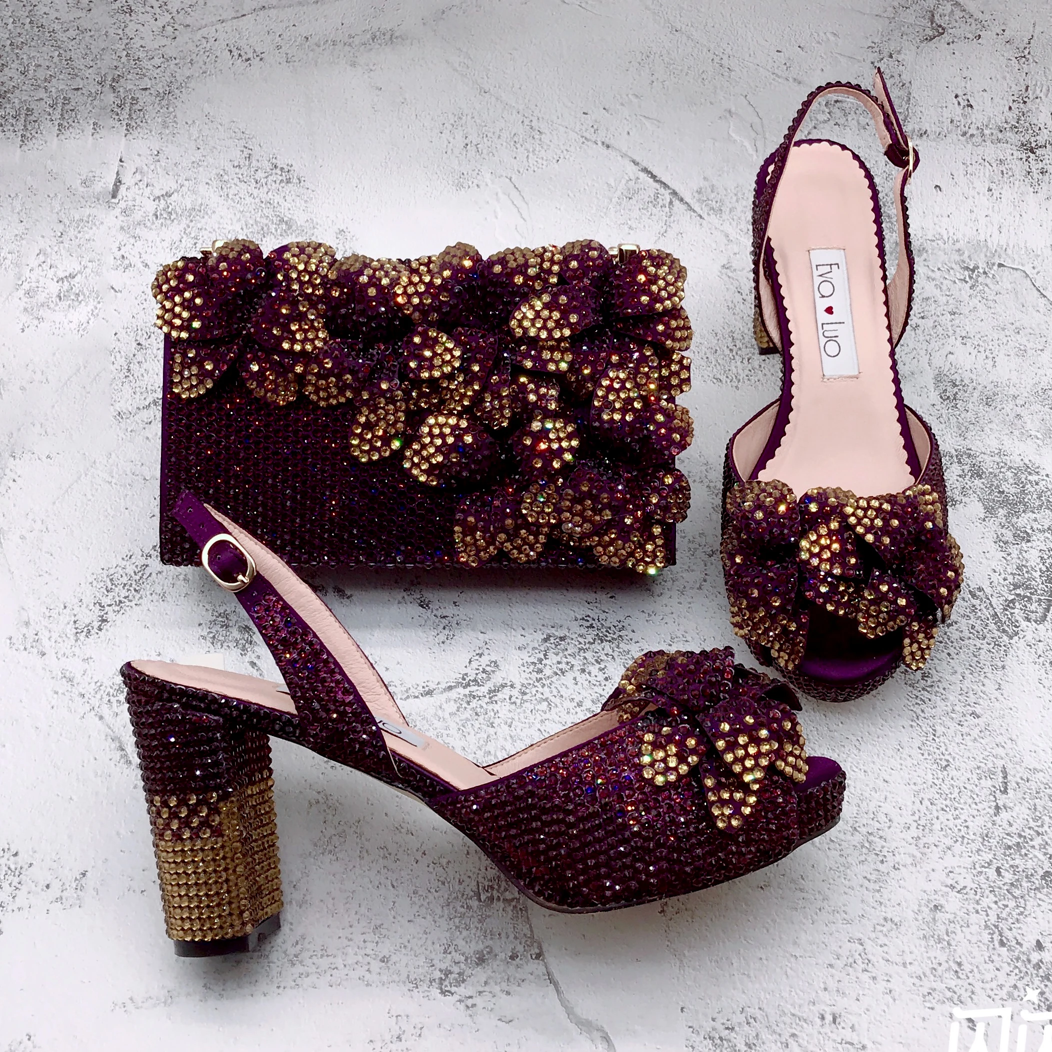 Роскошные свадебные туфли ручной работы BS1698 фиолетового цвета итальянские в