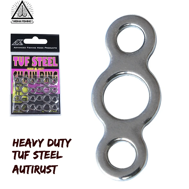 

WH 2 pack Heavy Duty Fishing Three Ring Solid Seamless 400-600LB 304 for Assist Hooks Jig Lure Round Rig Ring Saltwater Fishing