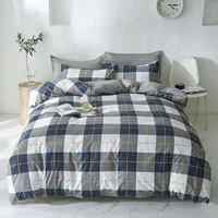 evich polyester classic grey white black lattice 3pcs bedding sets twin queen size bedsheet quilt cover pillowcase four season