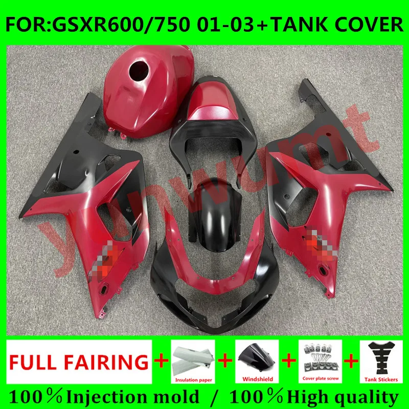 

Новинка обтекатели ABS под давлением + крышка резервуара для Suzuki GSXR600 750 GSXR 600 K1 2001 2002 01 02 03 обтекатель для кузова красный черный