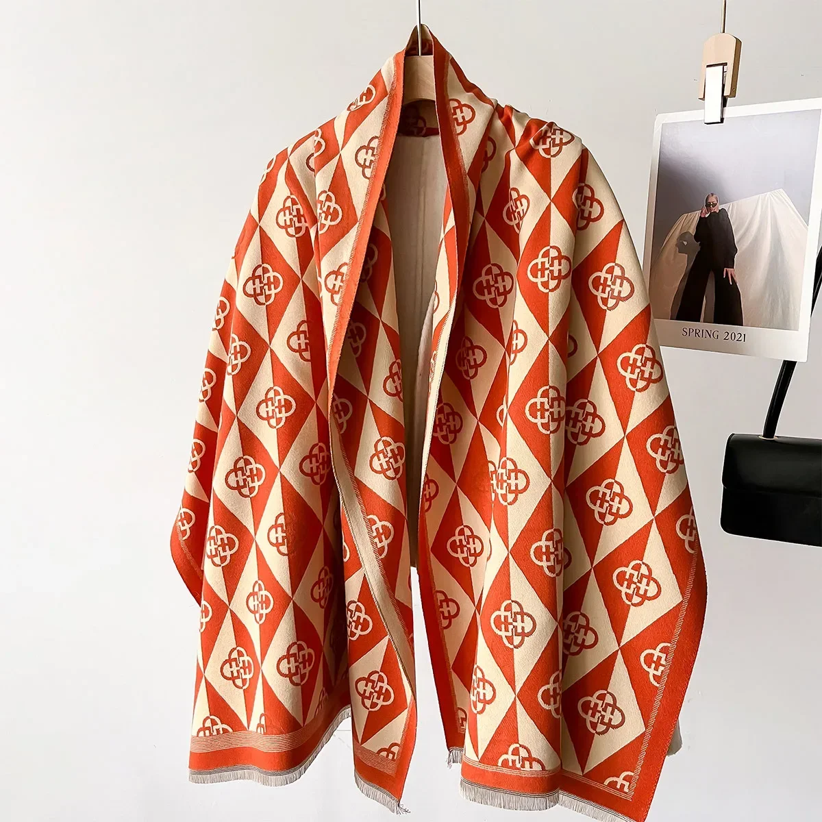 2024 Дизайнерский Зимний Кашемировый Шарф Женский Теплый Пончо Из Пашмины Шаль