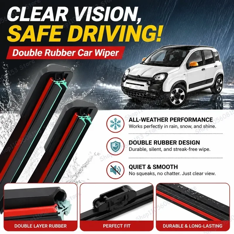 Фото Для Fiat Panda 169 319 Gingo: передние и задние щетки стеклоочистителя, замена для моделей 2003, 2004, 2007, 2010, 2013, 2016, 2019, 2023 годов выпуска №1
