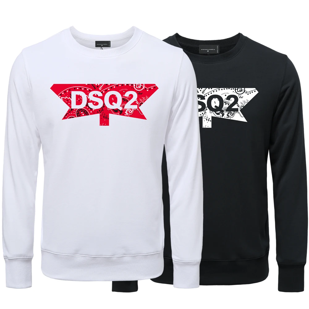

DSQ2 Men's Sweatshirt Men's Fall/Winter Casual Loose Letter Print Pullover High Quality Cotton Hooded Sweatshirt Streetwear