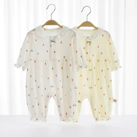 0 1 year old baby girl summer thin lace romper long sleeved air conditioning clothing breathable pajamas baby casual one piece