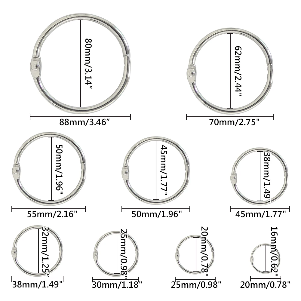 

5/10/15/30 шт., кольца для альбома, 20-88 мм