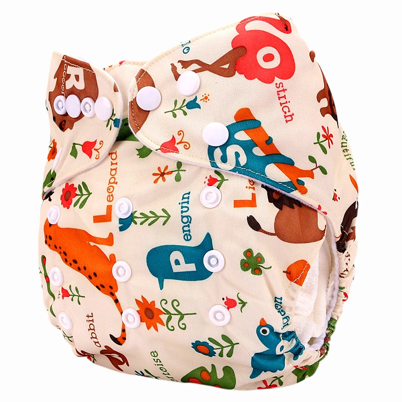 Baby Diaper Reusable Washable Cloth Diapers Cover Adjustable 3-15kg One Size Fits All Fashion Print Infant Nappy Pocket images - 6
