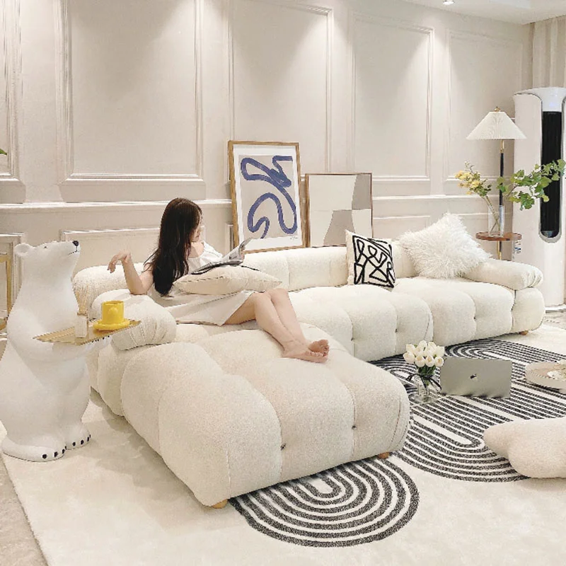 

Living Room Organizer Sofa Nordic Style Foam Sponge Modular Modern Couch Comfort Relax Lambswool Canape Salon Bedroom Furniture