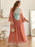 toleen plus size elegant dresses for women party long sleeve pink oversized 2022 women evening muslim wedding festival clothing