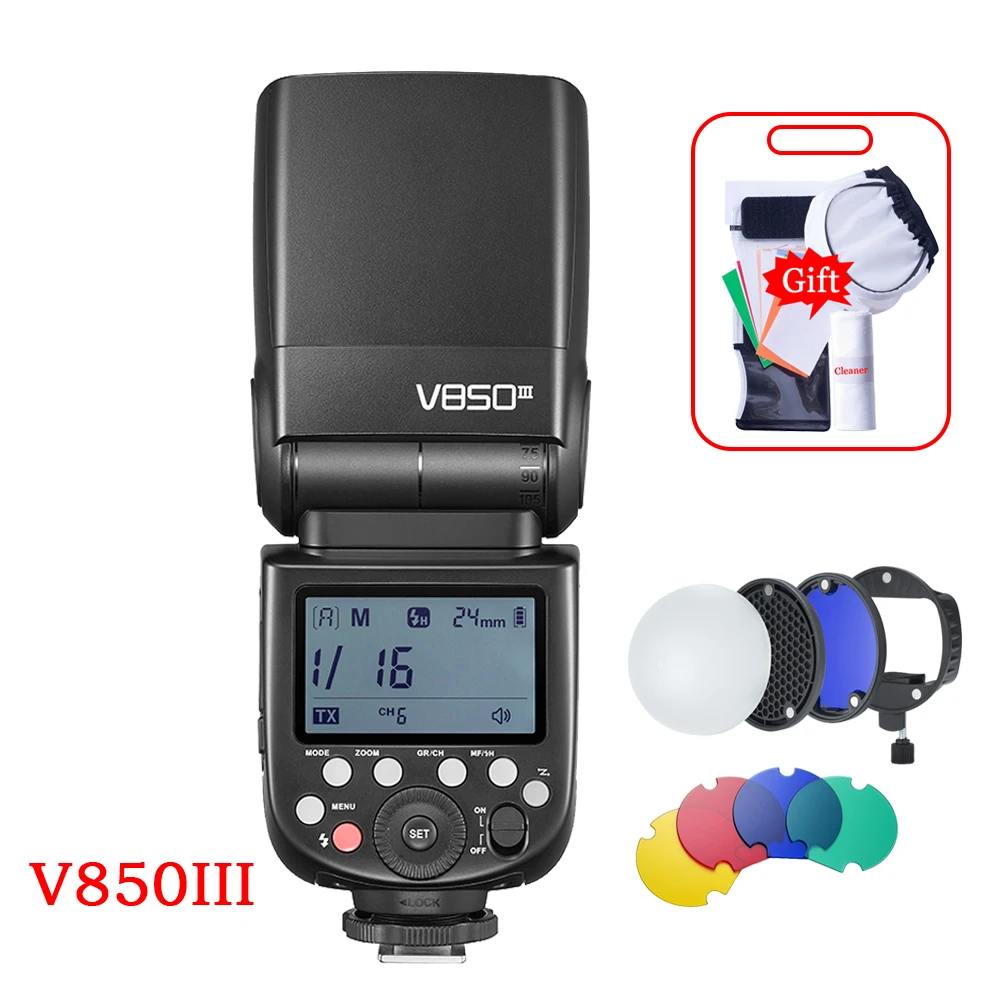 

Godox V850III Camera Flash Speedlite 2.4G X1T X2T XPro Transmitter Magnet Color Filter For Canon Nikon Sony Studio Flash Light