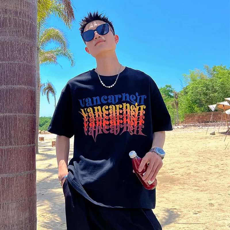 

Футболка мужская с принтом Moamting, цветные топы с коротким рукавом и надписью, трендовая Красивая уличная одежда в Корейском стиле, летняя одежда