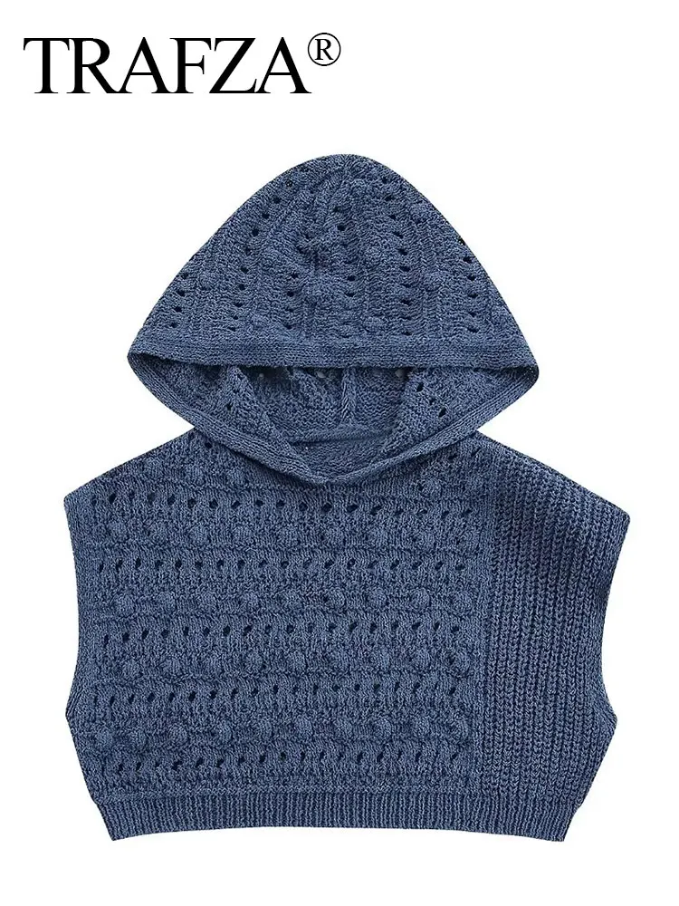 

TRAFZA Tops Para Mujer 2023 Summer Fashion Knitting Chic Bare Waist Sleeveless Women Top Streetwear Female Sweaters Tanks