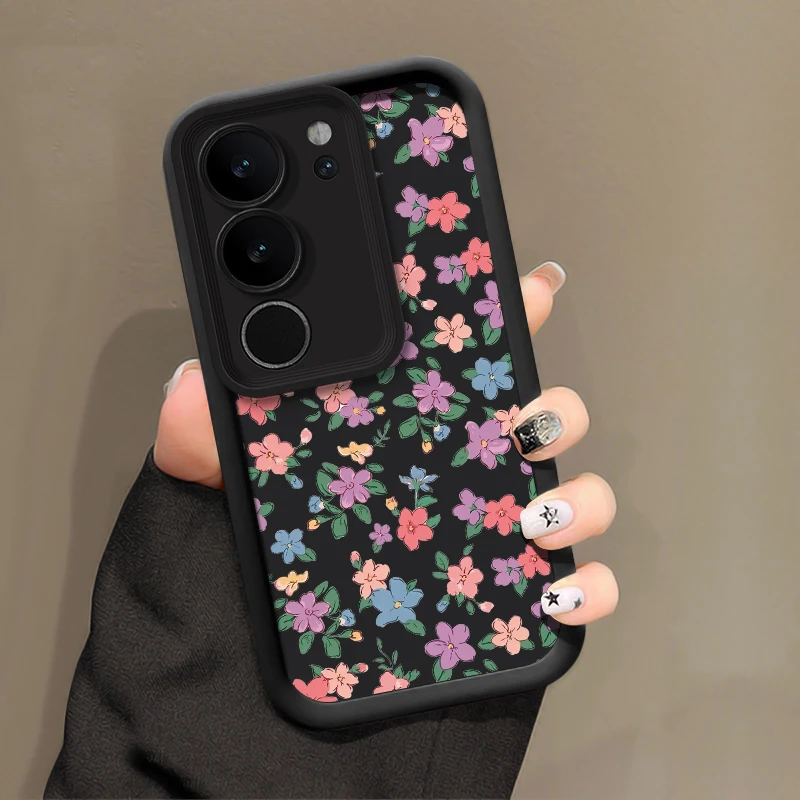 New Fashion Flowers Pattern Case For Vivo S17 S16E S15 S12 S1 Pro Shockproof Silicone Camera Lens Protection Soft Phone Cover