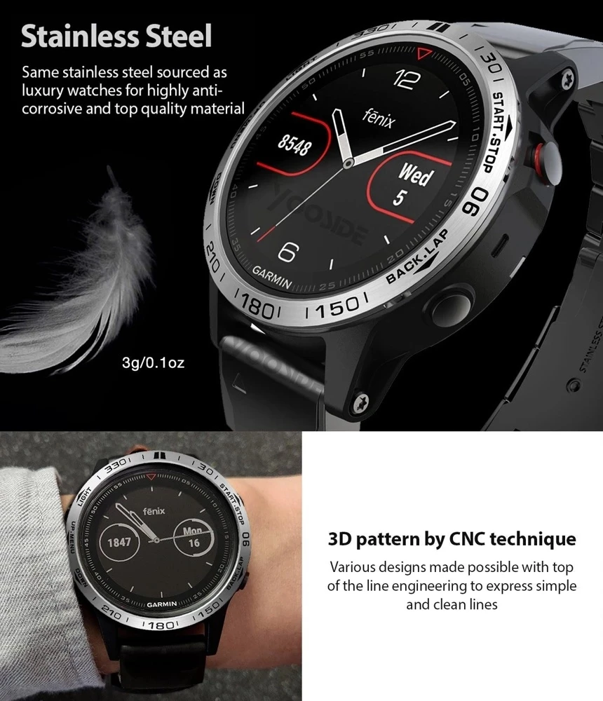 Фото Модный стильный чехол с кольцом безеля для Garmin Fenix 8 7X 7 47/51 мм Tactix Smartwatch с металлическим каркасом, клейкий защитный чехол Epix Pro №3