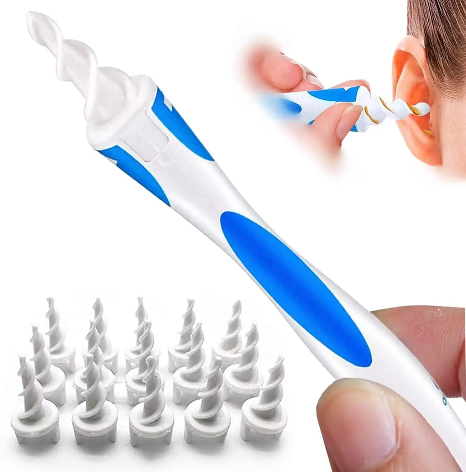 

Earwax Remover Spiral Ear Wax Removal Tool Reusable Ear Cleaner with 16 Pcs Soft Silicon Tips