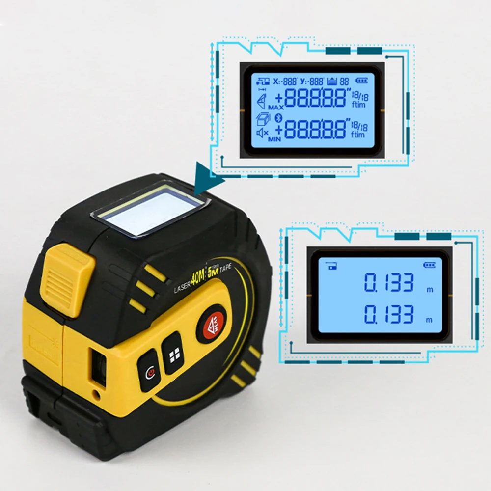 Цифровая рулетка 2 в 1 лазерный измеритель расстояния 130 футов/40 м выдвижная