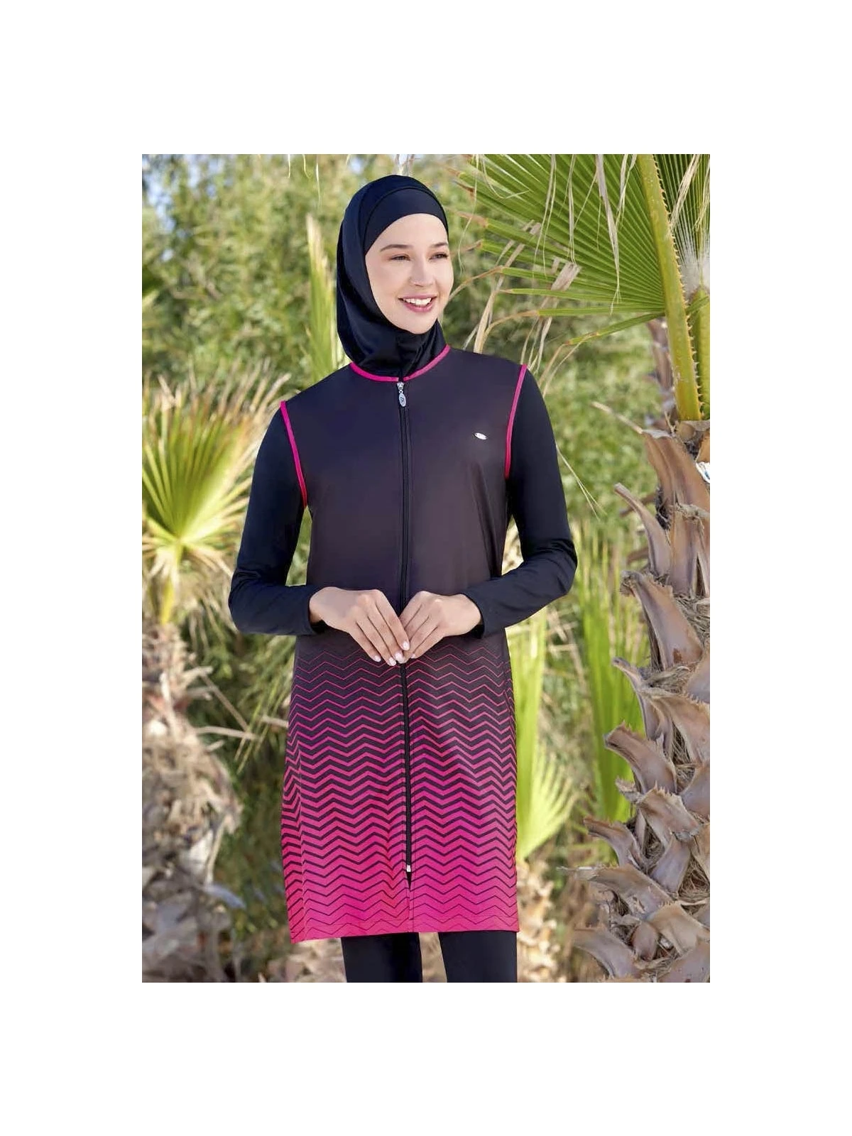 Водоотталкивающий хиджаб Adasea закрытый купальник 2153-20 черный |