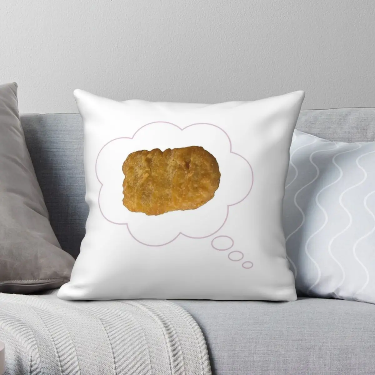 

Chicken Nugget Thoughts Square Pillowcase Polyester Linen Velvet Printed Zip Decor Pillow Case Sofa Seater Cushion Cover 45x45