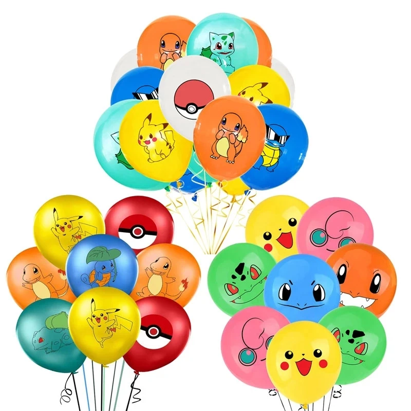 

10pcs Pokemon Pikachu Latex Balloon Set Pikachu Squirtle Charmander Model Balloons Toys Child Birthday Party Supply Decoration