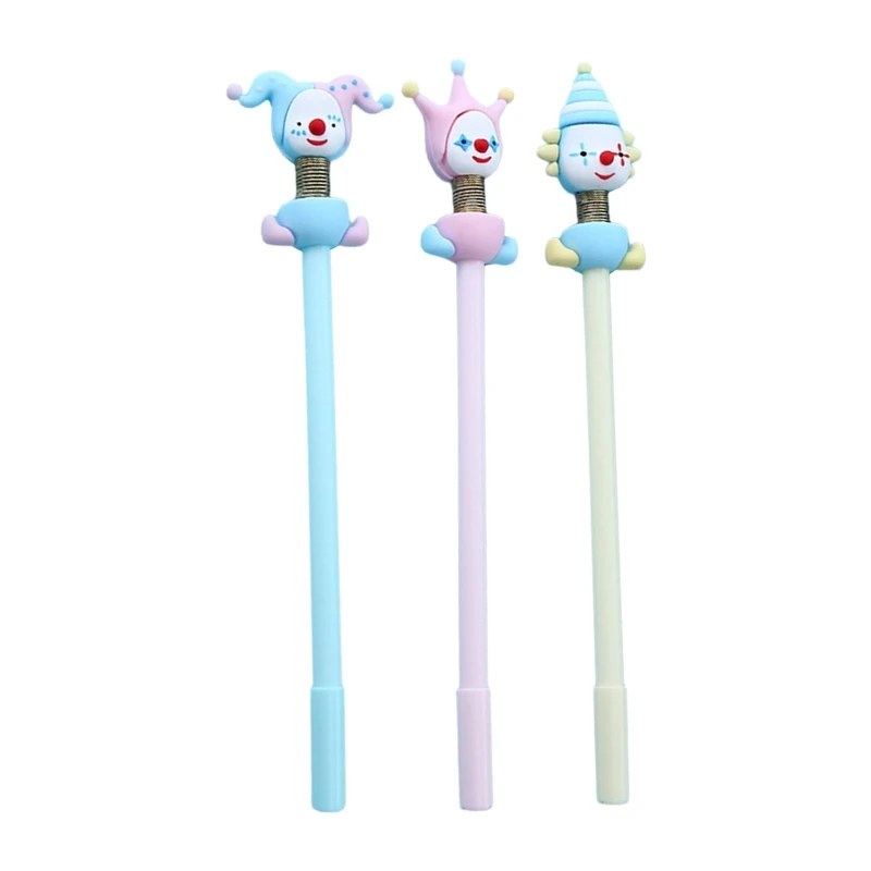 

3Pack Fashion Clown Spring Gel Ink Pens 0.5mm Writing Pen Plastic Pen Barrel Smooth Writing for Home Office Preschool