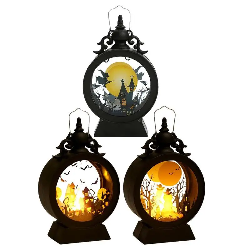 

Halloween Decorations Led Candle Light Pumpkin Ghost Hanging Table Lantern Witch Castle Lantern For Windows Walls Decoration