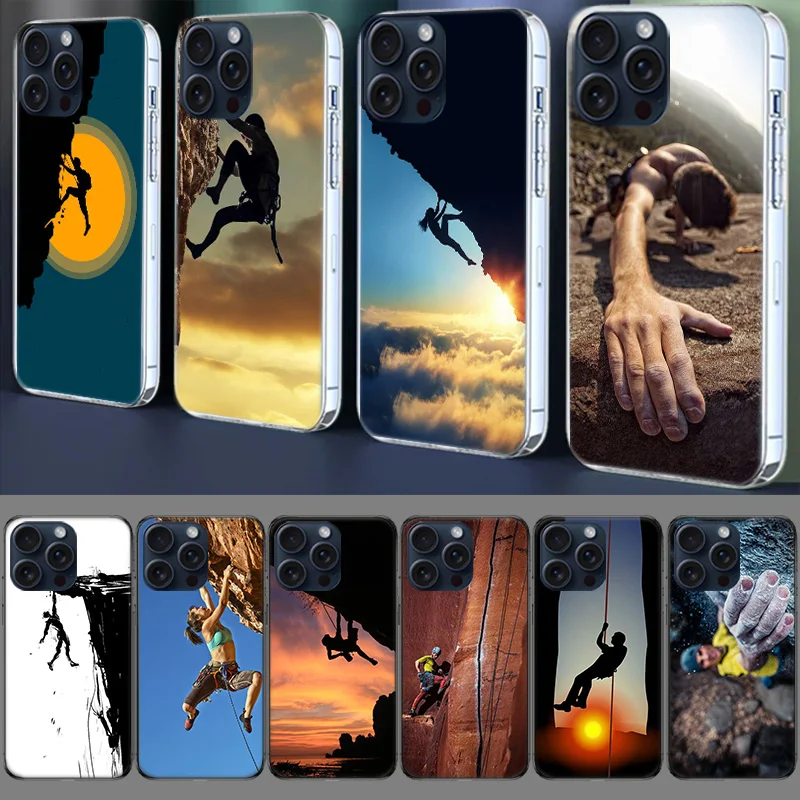 Прозрачный чехол Extreme Adventure Rock Climbing для Apple iPhone 12 13 Mini TPU 11 14+ 15 16 Pro Max Capa Plus XR X XS Phone Cove