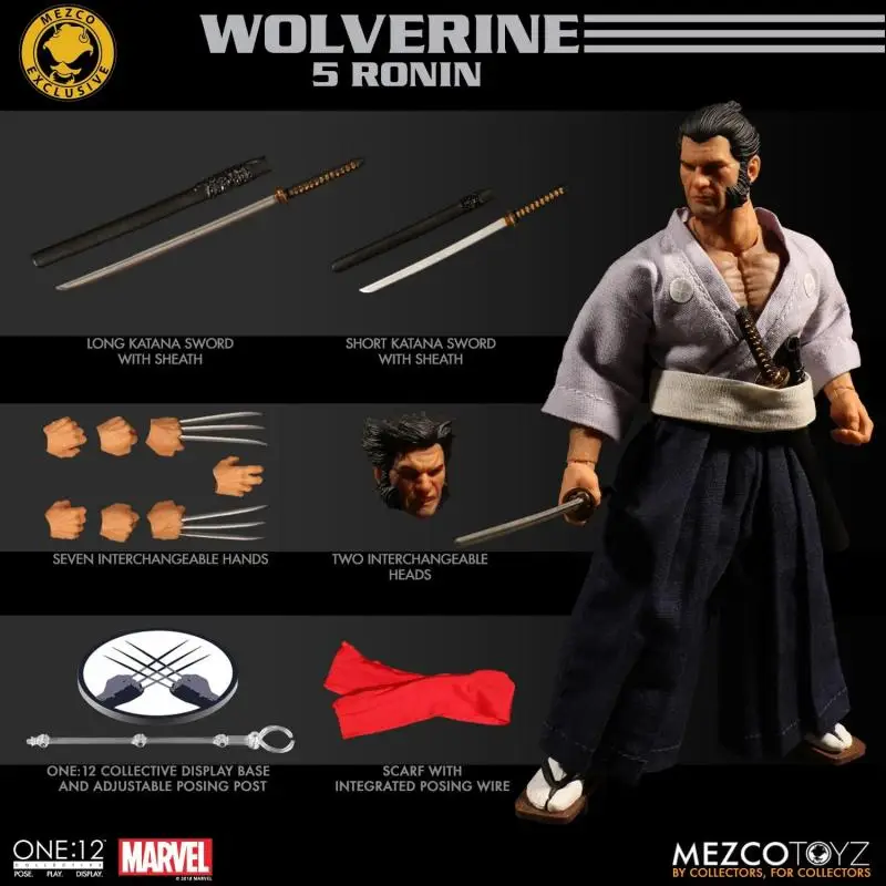 

Original Mezco ONE:12 Marvel Wolverine 5 Ronin NYCC Anime Action Collection Figures Model Toys Gifts for Kids In Stock