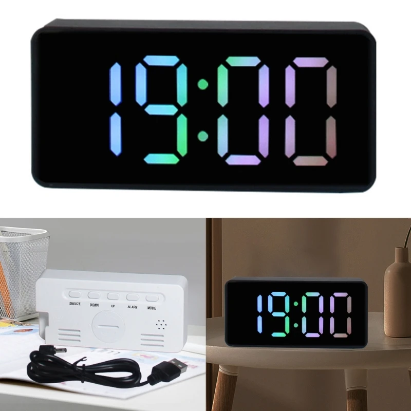 Large Led Digital Alarm Clocks Makeup Modern Timer For Bedroom