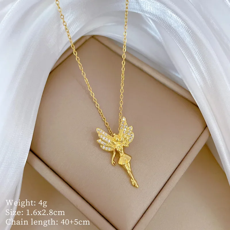 Женское Ожерелье из нержавеющей стали с подвеской в виде Феи