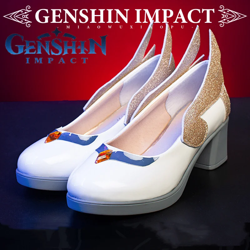 

Новинка, Аниме игра Genshin Impact Ganyu, обувь для косплея, обувь на высоком каблуке, 36-39 ярдов, Женские аксессуары для косплея, обувь, игры, платье