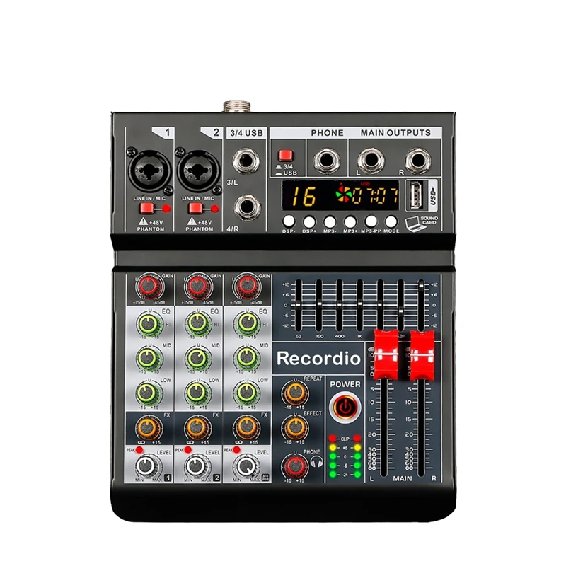 

GAX-MM4 Mini 4-Channel USB Audio Mixer With Blueteeth Function 48V Fantasy Power Multi-Function Mixer EU Plug