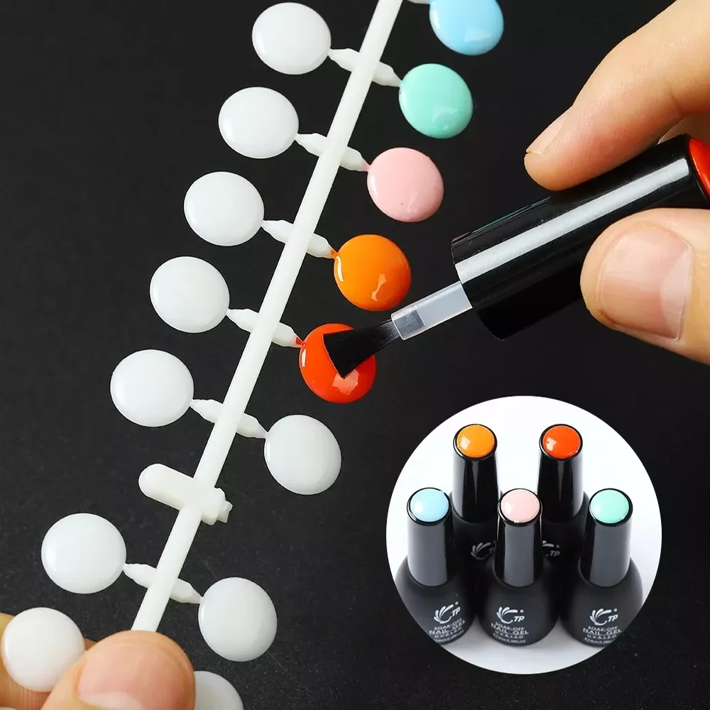 

120pcs Nail Polish Nail Color Table Showing Shelf Fake Nails Color Card Round False Nail Display Tips Tool Nail Swatch