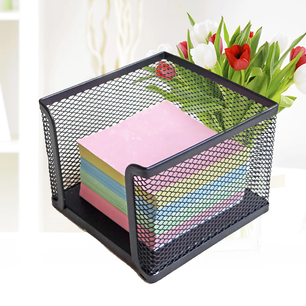 

Holder Note Self Stick Dispenser Memo Black Metal Pad Office Home Desktop
