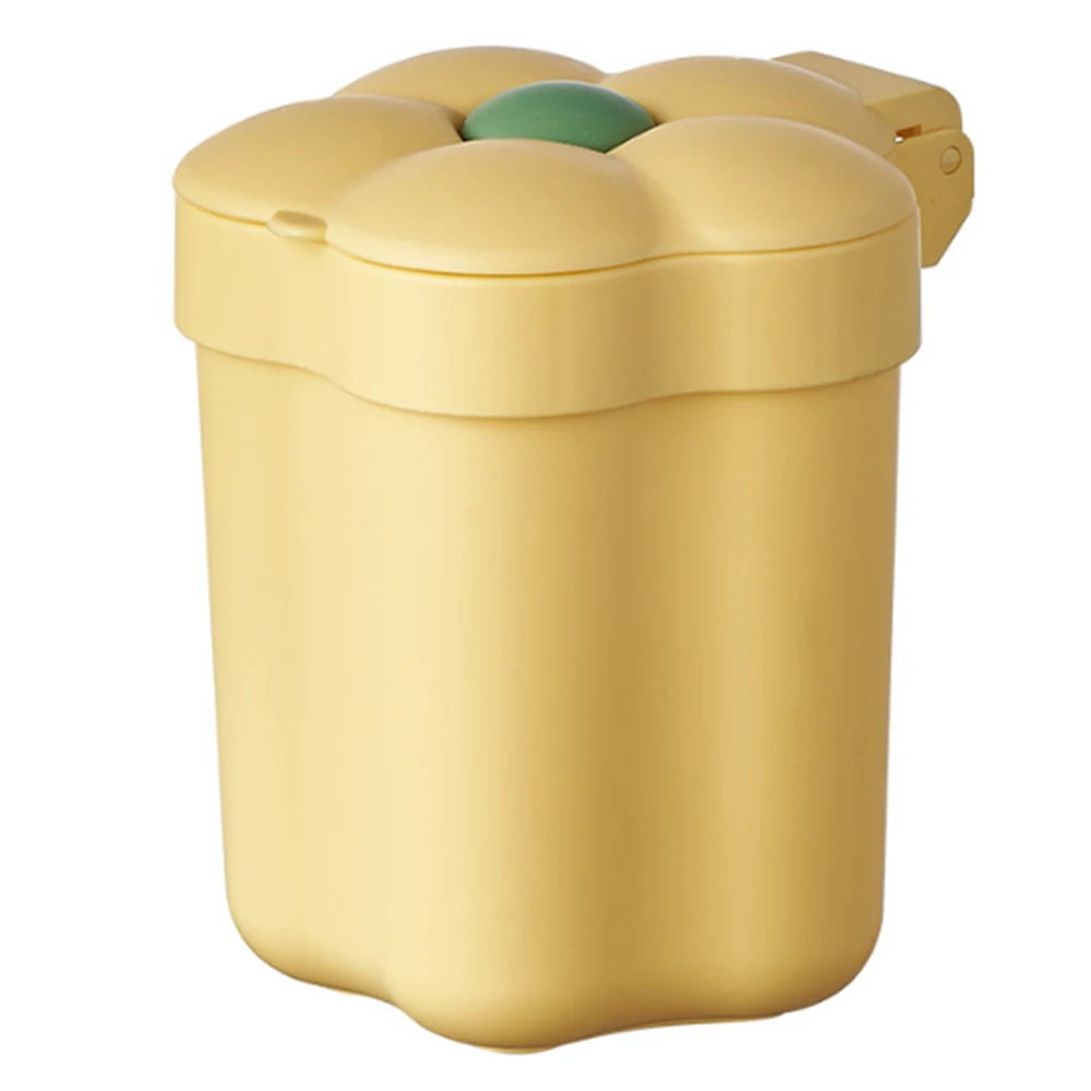 

HPDEAR Desktop Mini Trash Can Cute Flower Shape Wastebasket Plastic Storage Bucket Cartoon Waste Bin Office Garbage Bin
