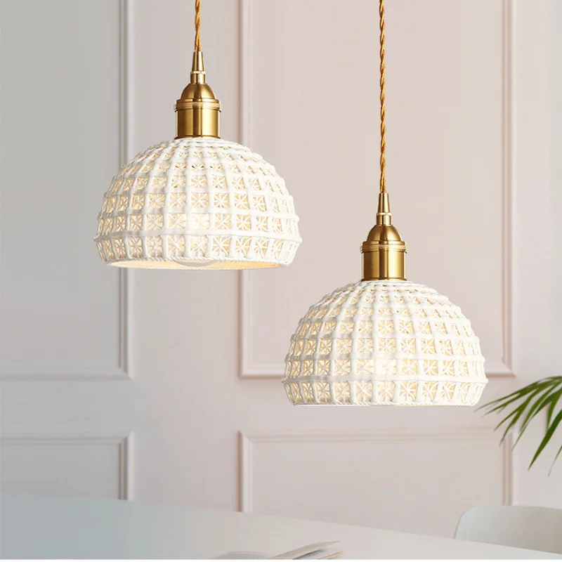

LED Modern Pendant Lights Nordic Home Decor Living Room Hanging Lamps Bedroom Kitchen Lighting Ceramic Cafe Lights Fixture glass