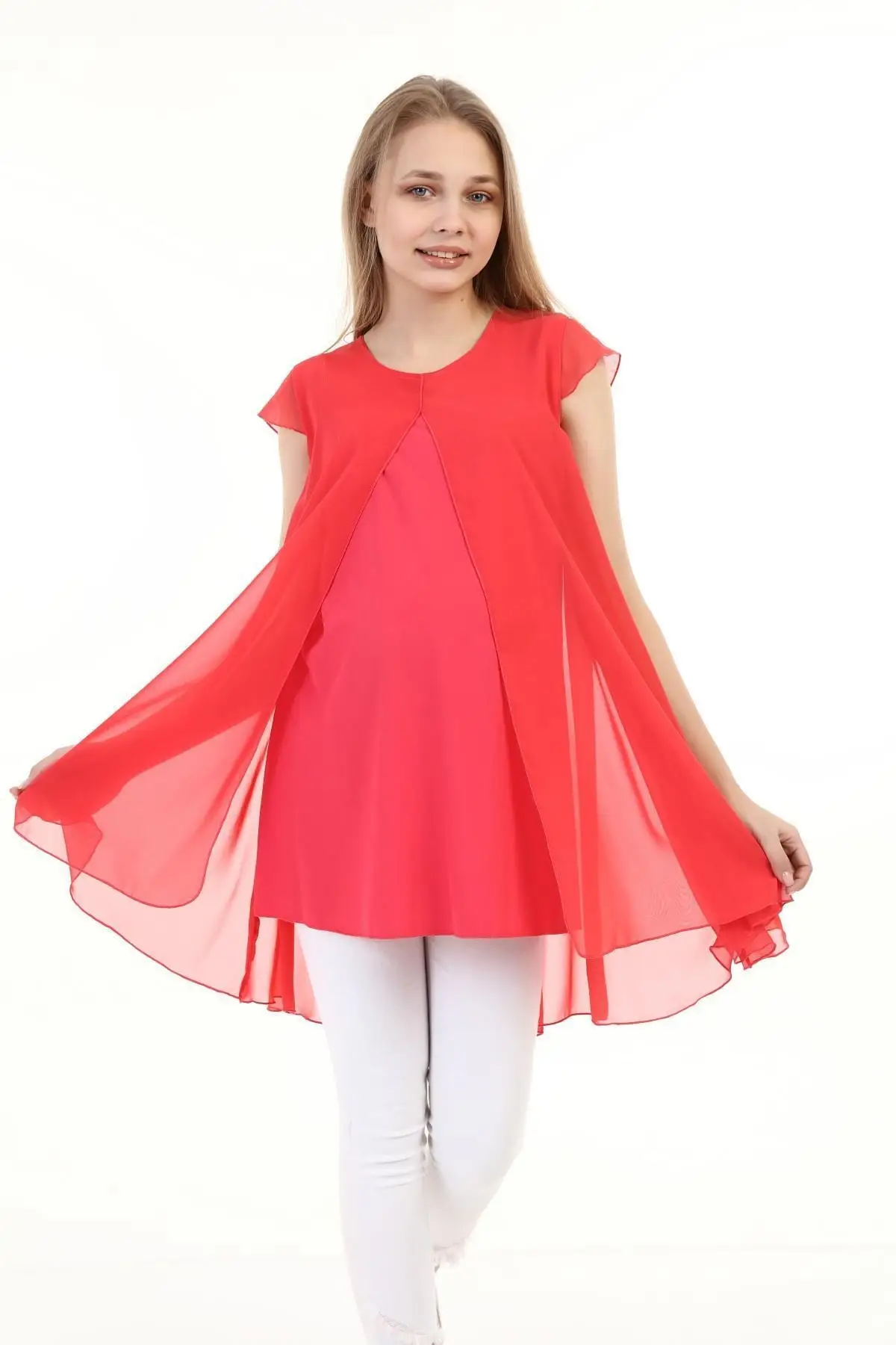 

Maternity Fashion wraped Chiffon Maternity Tunic