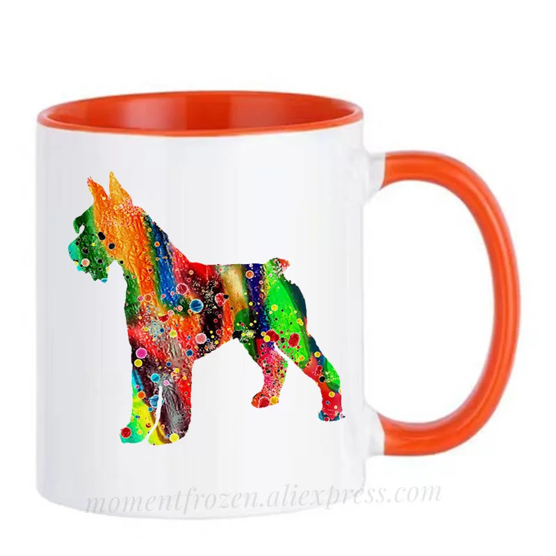 

Watercolor Giant Schnauzer Dog Mugs Tea Milk Coffee Cups Drinkware Tableware Coffeeware Home Decal Nursery Kids Children's Gift