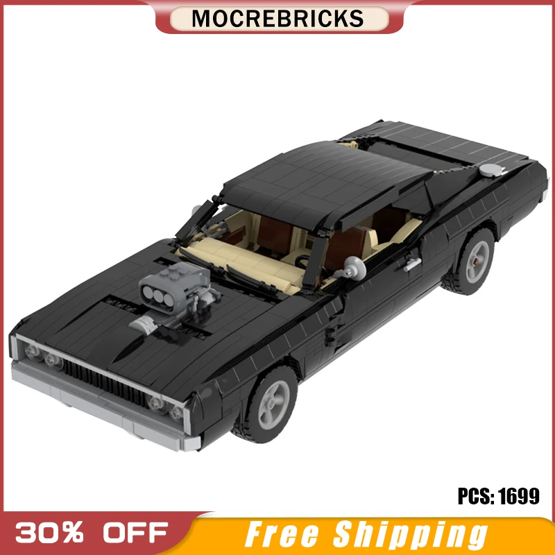 

Классический автомобиль MOC из фильма «мышечный автомобиль», Dodge Charger, спортивный автомобиль, скоростной чемпион, суперкар, строительный блок...