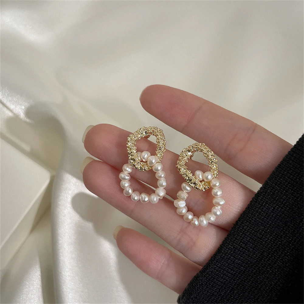 Цирконовые жемчужные серьги прочное покрытие модные круглые популярные универсальные.