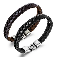 jewelry alloy leather bracelet fashion simple cross woven leather bracelet for men