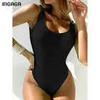 INGAGA сексуальный цельный купальник с высоким вырезом женский купальник 2022 Новый однотонный боди с открытой спиной купальные костюмы Летняя ребристая пляжная одежда