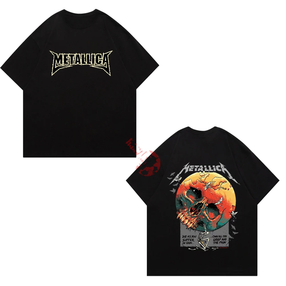 

Heavy Metal Men's Summer Round Neck Cotton T-Shirt Rock Retro Print Casual Round Neck Hip Hop Street Outdoor Short Sleeve Tops