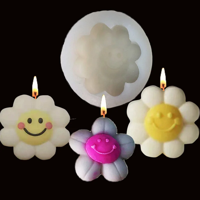 Милый цветок Свеча со смайликом силиконовая фотоформа мыло ароматерапия